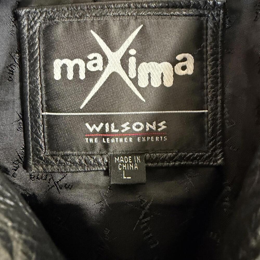 Maxima Wilson’s Leather Jacket Womens Large Black Moto Full Zip Vintage Y2K - Picture 6 of 8